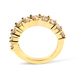 14K Yellow Gold Plated .925 Sterling Silver 2.0 Cttw Round Brilliant Cut Diamond 10 Stone Anniversary Band Ring (J-K Color, I1-I2 Clarity) - Size 7
