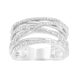 .925 Sterling Silver 1/4 Cttw Prong Set Round-Cut Diamond Bypass Ring (I-J Color, I1-I2 Clarity) - Size 7