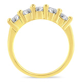14K Yellow Gold Plated .925 Sterling Silver 1.0 Cttw Shared Prong-set Round Diamond 5 Stone Band Ring (J-K Color, I1-I2 Clarity) - Size 7