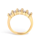 14K Yellow Gold Plated .925 Sterling Silver 1.0 Cttw Shared Prong-set Round Diamond 5 Stone Band Ring (J-K Color, I1-I2 Clarity) - Size 7