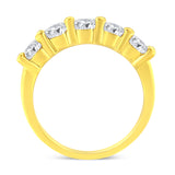 14K Yellow Gold Plated .925 Sterling Silver 1 1/2 Cttw Shared Prong Set Brilliant Round-Cut Diamond Anniversary or Wedding Band Ring (K-L Color, SI2-I1 Clarity) - Size 7