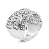 .925 Sterling Silver 2.00 Cttw Round-Cut Diamond Overlapping Bypass Band Ring (I-J Color, I2-I3 Clarity) - Ring Size 7