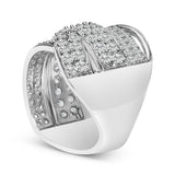.925 Sterling Silver 2.00 Cttw Round-Cut Diamond Overlapping Bypass Band Ring (I-J Color, I2-I3 Clarity) - Ring Size 7