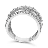 .925 Sterling Silver 2.00 Cttw Round-Cut Diamond Overlapping Bypass Band Ring (I-J Color, I2-I3 Clarity) - Ring Size 7
