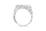 .925 Sterling Silver 1/3 Diamond 6 Stone Rectangle Nugget Gents Ring - Size 10