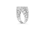 .925 Sterling Silver 1/3 Diamond 6 Stone Rectangle Nugget Gents Ring - Size 10