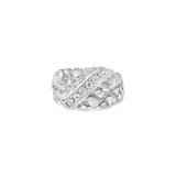 .925 Sterling Silver 1/3 Diamond 6 Stone Rectangle Nugget Gents Ring - Size 10