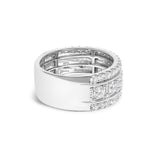 .925 Sterling Silver 2.0 Cttw Lab Grown Diamond Three-Row PavÃ© Band Ring