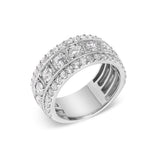 .925 Sterling Silver 2.0 Cttw Lab Grown Diamond Three-Row PavÃ© Band Ring