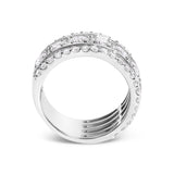 .925 Sterling Silver 2.0 Cttw Lab Grown Diamond Three-Row PavÃ© Band Ring