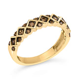 10K Yellow Gold Plated .925 Sterling Silver 1/4 Cttw Champagne Diamond Geometric Band Ring - Size 7