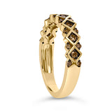 10K Yellow Gold Plated .925 Sterling Silver 1/4 Cttw Champagne Diamond Geometric Band Ring - Size 7
