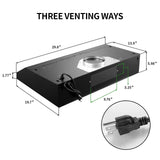 30 inch Kitchen Under Cabinet Range Hood 3-Speed 600CFM Vent w/LEDs Silver/Black