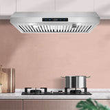 30 inch Kitchen Under Cabinet Range Hood 3-Speed 600CFM Vent w/LEDs Silver/Black