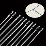 30-Pieces: Self-Threading Random Sizes Needles with Wooden Storage Tube