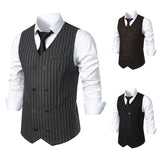 Men's Retro Casual Double Breasted Striped Vest