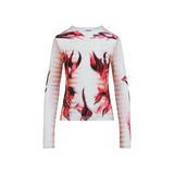 Jean Paul Gaultier Layered Long Sleeves Top Printed "Flower Body Morphing Mariniere" Women