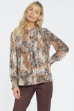NYDJ Womens Pleated Peasant Blouse, Size XS