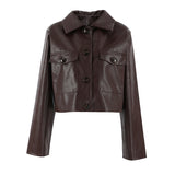 New Loose Slimming Locomotive Style Fashion Leather Coat