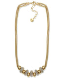 Alfani Gold-Tone Pave Beaded Double Chain Statement Necklace, 17 + 2 Extender