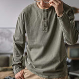 American-style Vintage Henley T-shirt For Men