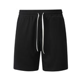 Mens Casual Waffle-Weave Shorts With Drawstring Pockets