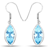 9.76 Carat Genuine Blue Topaz .925 Sterling Silver Earrings