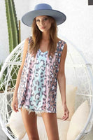 BiBi Leopard Printed Jersey Knit Color Block Sleeveless