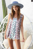 BiBi Leopard Printed Jersey Knit Color Block Sleeveless