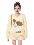 Hot-selling 3D Digital-print V-neck Womens Sweater For Halloween