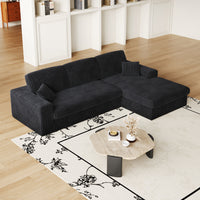 114.5'Modern Corduroy Modular foam Sofa, Recliner Seat reversible Sofa, 2-in-1 Sofa with Recliner and L-Shaped Sofa Combination with Three Cushion Neck Pillow Combination and Two Throw Pillows