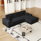114.5'Modern Corduroy Modular foam Sofa, Recliner Seat reversible Sofa, 2-in-1 Sofa with Recliner and L-Shaped Sofa Combination with Three Cushion Neck Pillow Combination and Two Throw Pillows