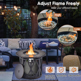 Alora 30K BTU Premium Outdoor Patio Gas Fire Pit Table With Fire Glass And Cover, 32" (SAK17432)