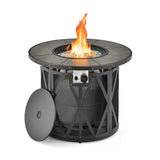 Alora 30K BTU Premium Outdoor Patio Gas Fire Pit Table With Fire Glass And Cover, 32" (SAK17432)