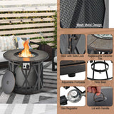 Alora 30K BTU Premium Outdoor Patio Gas Fire Pit Table With Fire Glass And Cover, 32" (SAK17432)