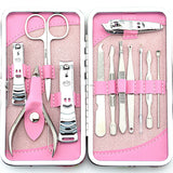 Nail Clipper Set Stainless Steel 12 Piece Pink Flower Nail Scissors Manicure manicure tools rose -12