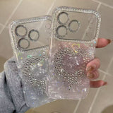 Rhinestone Dot-tipped Tassel Heart Phone Case