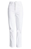 7 For All Mankind High Waist Ripped Button Fly Jeans, Size 24