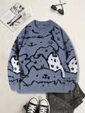 Mens Cute And Quirky Cat-print Knit Sweater