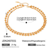 Stainless Steel Beaded Love Necklace 18k Golden Clavicle Chain