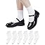 HONGTEYA 6 Pairs Girls White Ruffle Socks School Uniform Dress Socks for Kids Seamless Crew Ankle Cotton Size 2-14 Years