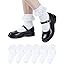 HONGTEYA 6 Pairs Girls White Ruffle Socks School Uniform Dress Socks for Kids Seamless Crew Ankle Cotton Size 2-14 Years