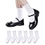 HONGTEYA 6 Pairs Girls White Ruffle Socks School Uniform Dress Socks for Kids Seamless Crew Ankle Cotton Size 2-14 Years