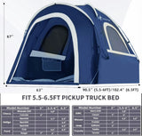 Lanceton Pickup Truck Tent for 5.5'-6.5' Beds, Waterproof PU3000mm High-Density Oxford, Color-Coded Easy Setup, Features Unique 8" Rear Window Access Pipe & Cross-Pole Windproof Structure (F150, Ram, Silverado, Tundra)