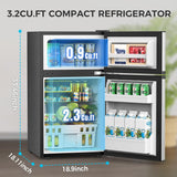 3.2 Cu.Ft Mini Fridge with Freezer, Double Door Compact Refrigerator 58087RRE0