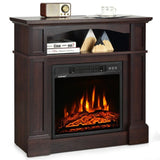 32" Electric TV Stand Entertainment Center Console Fireplace W/ Mantel & Shelf, 1400W (90869345)