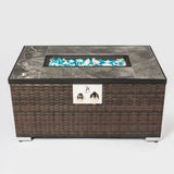 32" Outdoor Rattan Propane Gas Fire Table with Tile Tabletop