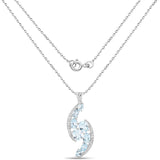 7.27 Carat Genuine Blue Topaz and White Topaz .925 Sterling Silver Pendant