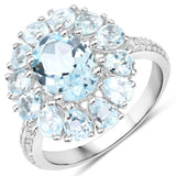 14.02 Carat Genuine Blue Topaz and White Topaz .925 Sterling Silver 3 Piece Jewelry Set (Ring, Earrings, and Pendant w/ Chain)