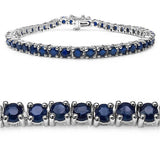 8.36 Carat Genuine Blue Sapphire .925 Sterling Silver Bracelet